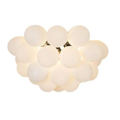 QAZQA Schlafzimmerlampen|Küchenlampen*Art-Deco-Deckenleuchte schwarz mit Opalglas 6-flammig - Uvas