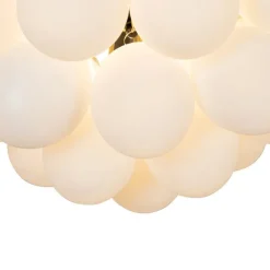 QAZQA Schlafzimmerlampen|Küchenlampen*Art-Deco-Deckenleuchte schwarz mit Opalglas 6-flammig - Uvas