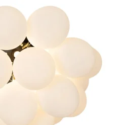 QAZQA Schlafzimmerlampen|Küchenlampen*Art-Deco-Deckenleuchte schwarz mit Opalglas 6-flammig - Uvas