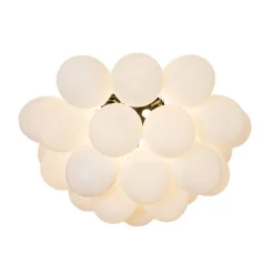 QAZQA Schlafzimmerlampen|Küchenlampen*Art-Deco-Deckenleuchte schwarz mit Opalglas 6-flammig - Uvas