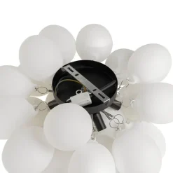 QAZQA Schlafzimmerlampen|Küchenlampen*Art-Deco-Deckenleuchte schwarz mit Opalglas 6-flammig - Uvas