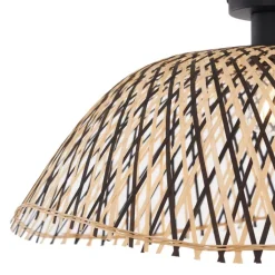 QAZQA Deckenleuchten|Wohnzimmerlampen*Art-Deco-Deckenleuchte schwarz Bambus 60 cm - Alka