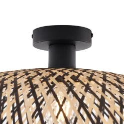 QAZQA Deckenleuchten|Wohnzimmerlampen*Art-Deco-Deckenleuchte schwarz Bambus 60 cm - Alka