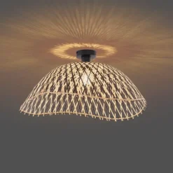 QAZQA Deckenleuchten|Wohnzimmerlampen*Art-Deco-Deckenleuchte schwarz Bambus 60 cm - Alka