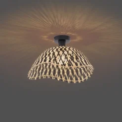 QAZQA Deckenleuchten|Wohnzimmerlampen*Art-Deco-Deckenleuchte schwarz Bambus 40cm - Alka