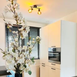 QAZQA Schlafzimmerlampen|Küchenlampen*Art-Deco-Deckenleuchte schwarz mit Rauchglas 2-flammig - Vidro