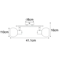 QAZQA Schlafzimmerlampen|Küchenlampen*Art-Deco-Deckenleuchte schwarz mit Rauchglas 2-flammig - Vidro