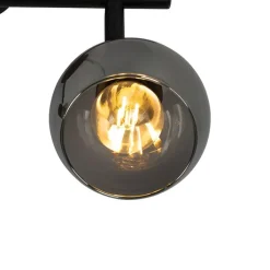 QAZQA Schlafzimmerlampen|Küchenlampen*Art-Deco-Deckenleuchte schwarz mit Rauchglas 2-flammig - Vidro