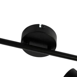 QAZQA Schlafzimmerlampen|Küchenlampen*Art-Deco-Deckenleuchte schwarz mit Rauchglas 2-flammig - Vidro