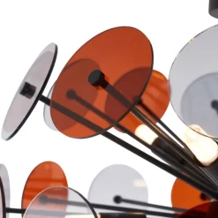 QAZQA Deckenleuchten|Wohnzimmerlampen*Art-Deco-Deckenleuchte Schwarz mit Bernstein und Rauchglas - Atomic