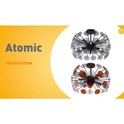 QAZQA Deckenleuchten|Wohnzimmerlampen*Art-Deco-Deckenleuchte Schwarz mit Bernstein und Rauchglas - Atomic