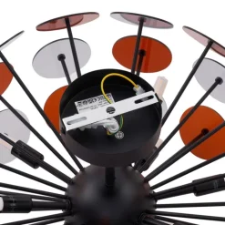 QAZQA Deckenleuchten|Wohnzimmerlampen*Art-Deco-Deckenleuchte Schwarz mit Bernstein und Rauchglas - Atomic