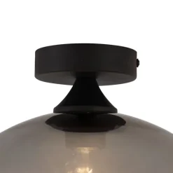 QAZQA Schlafzimmerlampen|Küchenlampen*Art-Deco-Deckenleuchte schwarz mit Rauchglas - Sandra
