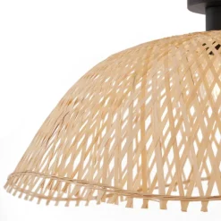 QAZQA Deckenleuchten|Wohnzimmerlampen*Art-Deco-Deckenleuchte Schwarz mit Naturbambus 60cm - Alka