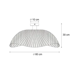 QAZQA Deckenleuchten|Wohnzimmerlampen*Art-Deco-Deckenleuchte Schwarz mit Naturbambus 60cm - Alka