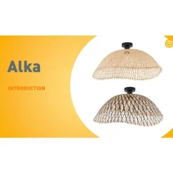 QAZQA Deckenleuchten|Wohnzimmerlampen*Art-Deco-Deckenleuchte Schwarz mit Naturbambus 60cm - Alka