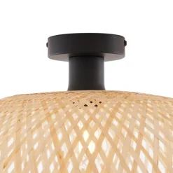 QAZQA Deckenleuchten|Wohnzimmerlampen*Art-Deco-Deckenleuchte Schwarz mit Naturbambus 60cm - Alka