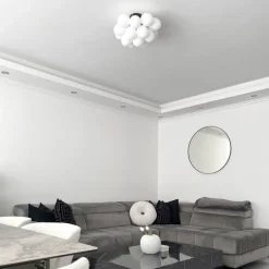 QAZQA Schlafzimmerlampen|Küchenlampen*Art-Deco-Deckenleuchte schwarz mit Opalglas 4-flammig – Uvas