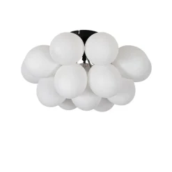 QAZQA Schlafzimmerlampen|Küchenlampen*Art-Deco-Deckenleuchte schwarz mit Opalglas 4-flammig – Uvas