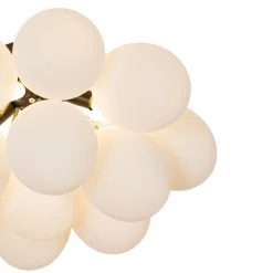 QAZQA Schlafzimmerlampen|Küchenlampen*Art-Deco-Deckenleuchte schwarz mit Opalglas 4-flammig – Uvas