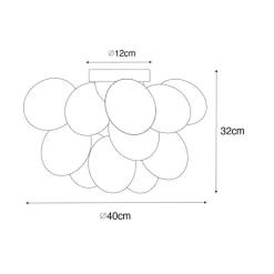 QAZQA Schlafzimmerlampen|Küchenlampen*Art-Deco-Deckenleuchte schwarz mit Opalglas 4-flammig – Uvas