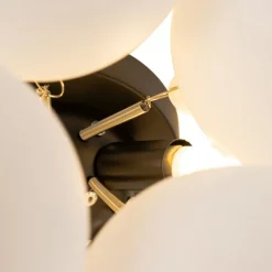 QAZQA Schlafzimmerlampen|Küchenlampen*Art-Deco-Deckenleuchte schwarz mit Opalglas 4-flammig – Uvas