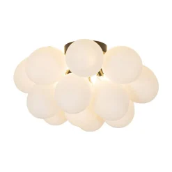 QAZQA Schlafzimmerlampen|Küchenlampen*Art-Deco-Deckenleuchte schwarz mit Opalglas 4-flammig – Uvas