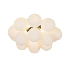 QAZQA Schlafzimmerlampen|Küchenlampen*Art-Deco-Deckenleuchte schwarz mit Opalglas 4-flammig – Uvas