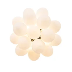 QAZQA Schlafzimmerlampen|Küchenlampen*Art-Deco-Deckenleuchte schwarz mit Opalglas 4-flammig – Uvas