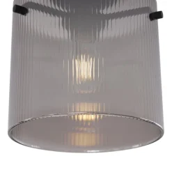 QAZQA Schlafzimmerlampen|Küchenlampen*Art-Deco-Deckenleuchte schwarz mit Rauchglas - Laura