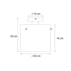 QAZQA Schlafzimmerlampen|Küchenlampen*Art-Deco-Deckenleuchte schwarz mit Rauchglas - Laura