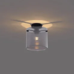 QAZQA Schlafzimmerlampen|Küchenlampen*Art-Deco-Deckenleuchte schwarz mit Rauchglas - Laura