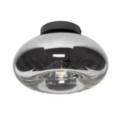 QAZQA Schlafzimmerlampen|Küchenlampen*Art-Deco-Deckenleuchte schwarz mit Rauchglas - Ayesha