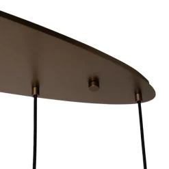 QAZQA Pendelleuchten|Wohnzimmerlampen*Art-Deco-Hängelampe aus dunkler Bronze mit bernsteinfarbenem Glas, oval, 8-flammig – Sandra