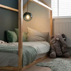 QAZQA Schlafzimmerlampen|Küchenlampen*Art-Deco-Hängelampe aus Messing mit ozeanblauem Glas 20 cm – Pallon