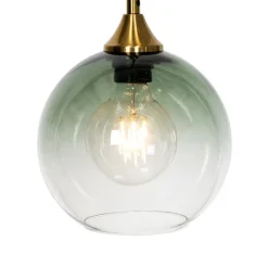 QAZQA Schlafzimmerlampen|Esszimmerlampen*Art-Deco-Hängelampe aus Messing mit blauem Glas, rund, 7-flammig – Sandra