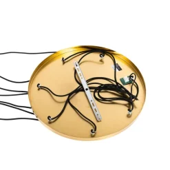 QAZQA Schlafzimmerlampen|Esszimmerlampen*Art-Deco-Hängelampe aus Messing mit blauem Glas, rund, 7-flammig – Sandra