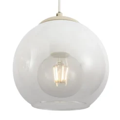 QAZQA Pendelleuchten*Art-Deco-Hängelampe Beige mit weißem Glas 7-flammig - Sandra