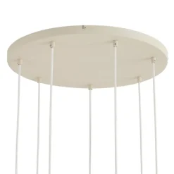 QAZQA Pendelleuchten*Art-Deco-Hängelampe Beige mit weißem Glas 7-flammig - Sandra