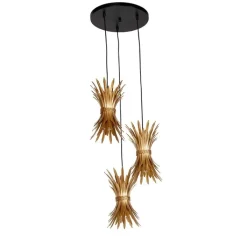 QAZQA Pendelleuchten|Wohnzimmerlampen*Art-Deco-Hängelampe Gold 3-flammig - Wesley