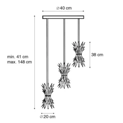 QAZQA Pendelleuchten|Wohnzimmerlampen*Art-Deco-Hängelampe Gold 3-flammig - Wesley