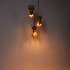 QAZQA Pendelleuchten|Wohnzimmerlampen*Art-Deco-Hängelampe Gold 3-flammig - Wesley