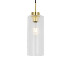 QAZQA Schlafzimmerlampen|Küchenlampen*Art-Deco-Hängelampe Gold mit Glas - Laura