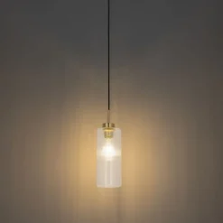 QAZQA Schlafzimmerlampen|Küchenlampen*Art-Deco-Hängelampe Gold mit Glas - Laura
