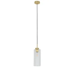 QAZQA Schlafzimmerlampen|Küchenlampen*Art-Deco-Hängelampe Gold mit Glas - Laura