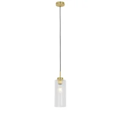 QAZQA Schlafzimmerlampen|Küchenlampen*Art-Deco-Hängelampe Gold mit Glas - Laura