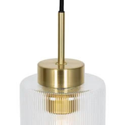 QAZQA Schlafzimmerlampen|Küchenlampen*Art-Deco-Hängelampe Gold mit Glas - Laura