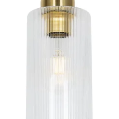 QAZQA Schlafzimmerlampen|Küchenlampen*Art-Deco-Hängelampe Gold mit Glas - Laura