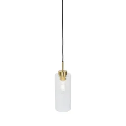 QAZQA Schlafzimmerlampen|Küchenlampen*Art-Deco-Hängelampe Gold mit Glas - Laura