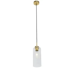 QAZQA Schlafzimmerlampen|Küchenlampen*Art-Deco-Hängelampe Gold mit Glas - Laura